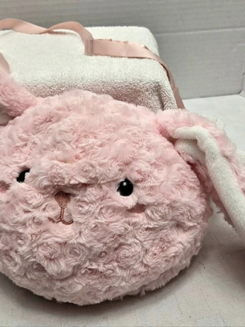 Hobby Lobby Pink Bunny Rabbit Plush Crossbody Purse Kawaii Faux Fur Bag